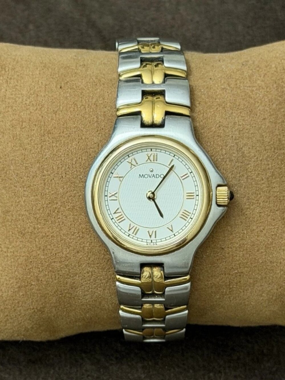 Movado 1881 Women's Quartz Analog Watch White Roman Dial 25mm Two-Tone 30m